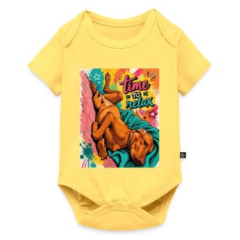 Time To Relax / Vizsla art work - Baby Premium short-sleeve bodysuit - sky yellow - Front