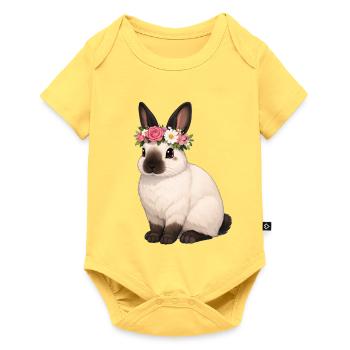 Kalifornier Kaninchen - Baby Premium Kurzarmbody - Pastellgelb - Vorne