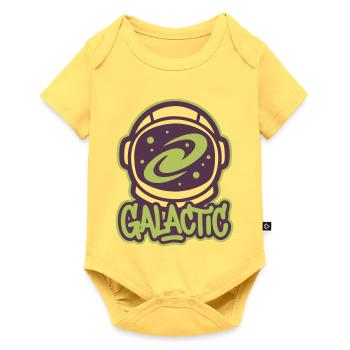 Galaxie Astronautenhelm Logo - Baby Premium Kurzarmbody - Pastellgelb - Vorne