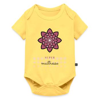 MAÎTRESSE. MERCI. MERCI MAÎTRESSE. CADEAU - Body à manches courtes Premium Bébé - jaune pastel - Devant