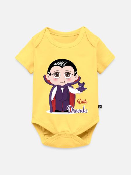 Süßes Chibi Kleines Dracula-Vampirkind Halloween - Baby Premium Kurzarmbody - Pastellgelb
