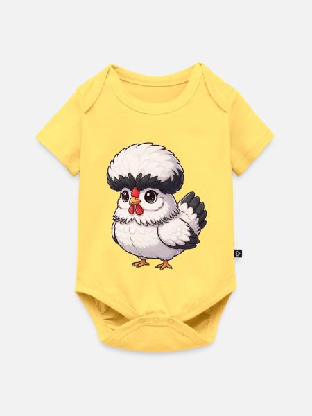 Holländer Haubenhuhn - Baby Premium Kurzarmbody - Pastellgelb