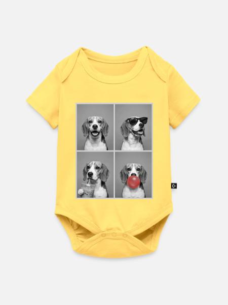 Hunde Beagle Hund - Baby Premium Kurzarmbody - Pastellgelb