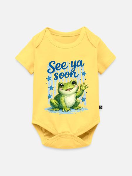 lustiger Frosch - Baby Premium Kurzarmbody - Pastellgelb