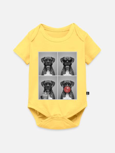 Hunde Boxer Hund - Baby Premium Kurzarmbody - Pastellgelb