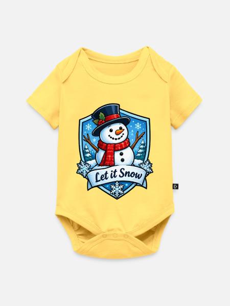 Schneemann Winterzauber - Baby Premium Kurzarmbody - Pastellgelb