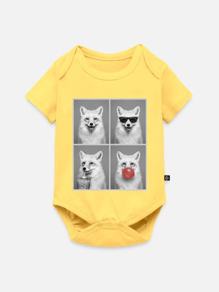 Polarfüchse Polarfuchs - Baby Premium Kurzarmbody - Pastellgelb