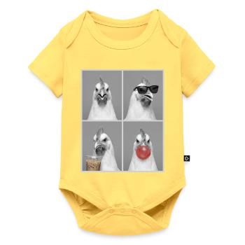 Hühner Huhn - Baby Premium Kurzarmbody - Pastellgelb - Vorne