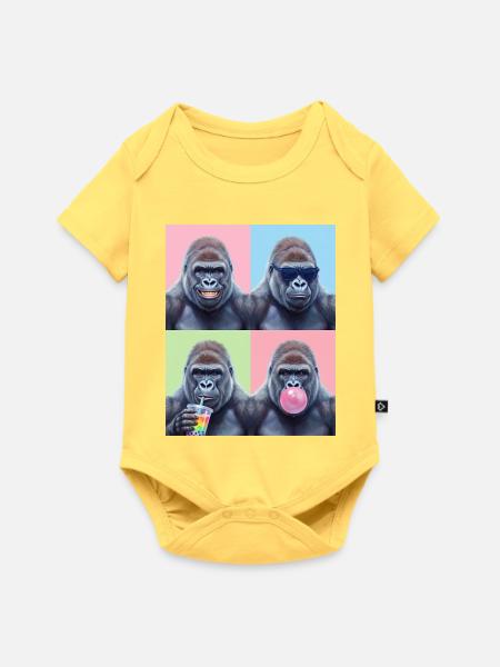 Gorillas Gorilla - Baby Premium Kurzarmbody - Pastellgelb
