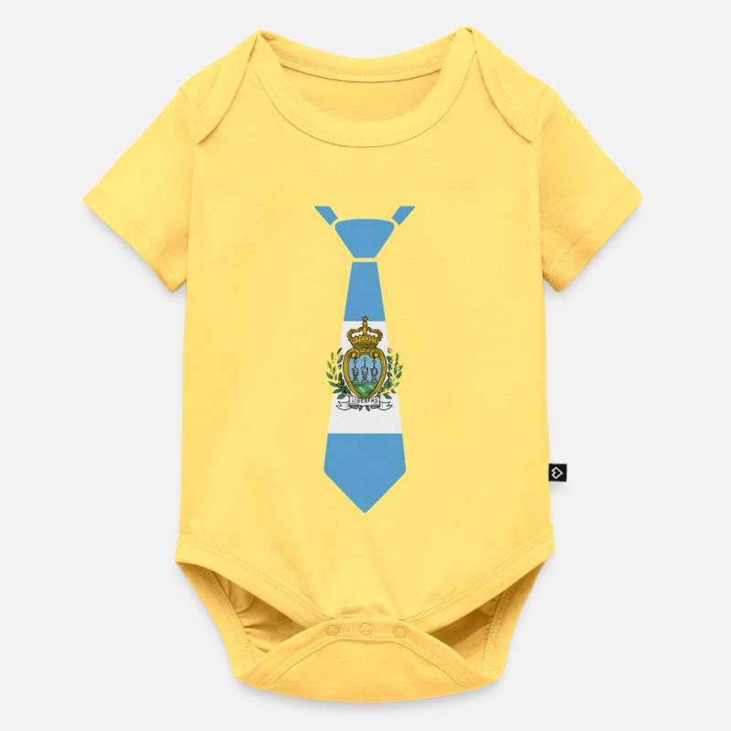 Cravate de Saint-Marin – Conception du drapeau - Body à manches courtes Premium Bébé - jaune pastel