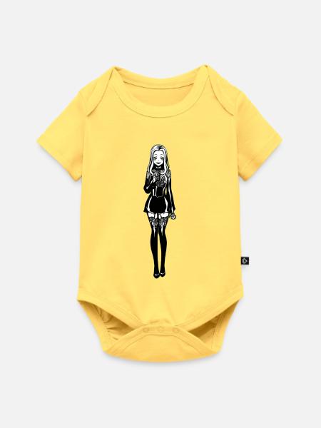 Gothic Frauenfigur Knochenmuster - Baby Premium Kurzarmbody - Pastellgelb