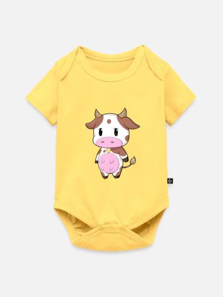 Süsse Kuh - Baby Premium Kurzarmbody - Pastellgelb