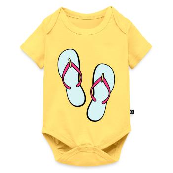 flip flops sommer beach strand party - Baby Premium Kurzarmbody - Pastellgelb - Vorne