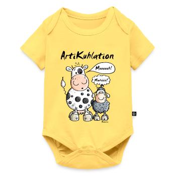 ArtiKuhlation - Kuh - Baby Premium Kurzarmbody - Pastellgelb - Vorne
