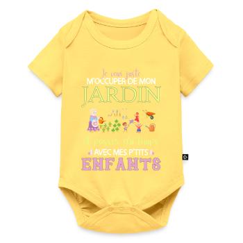 Je veux juste mon jardin et mes p'tis enfants - Body à manches courtes Premium Bébé - jaune pastel - Devant