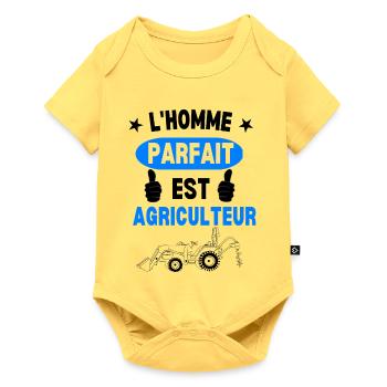 Homme Parfait Agriculteur - Body à manches courtes Premium Bébé - jaune pastel - Devant