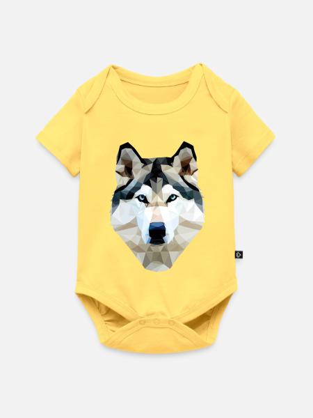 Husky Hund Polygon - Baby Premium Kurzarmbody - Pastellgelb