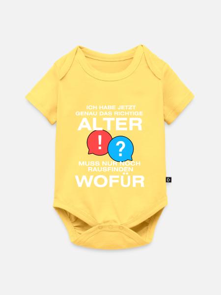 Genau das richtige Alter Chatblasen - Baby Premium Kurzarmbody - Pastellgelb