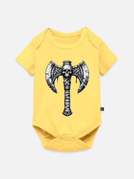 Axtwerfen Axt Totenkopf Design - Baby Premium Kurzarmbody - Pastellgelb