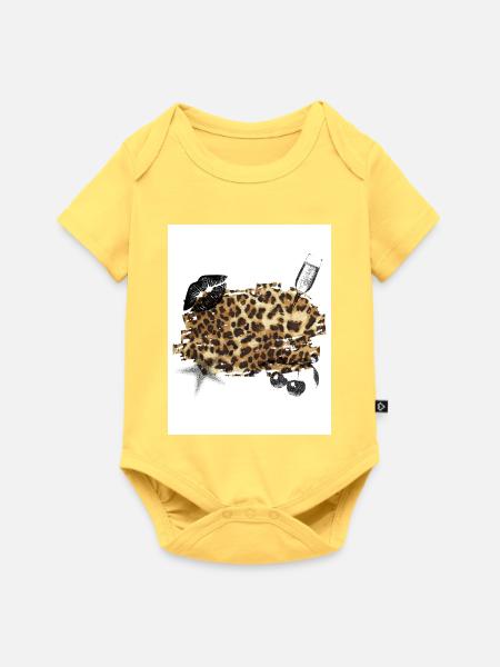 Leopard - Baby Premium Kurzarmbody - Pastellgelb