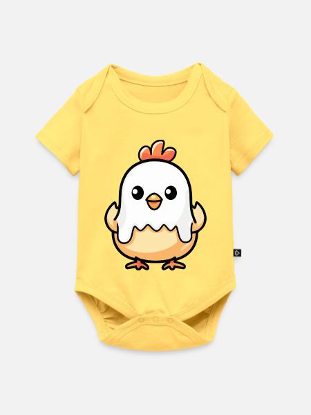 Huhn Halloween Geist - Baby Premium Kurzarmbody - Pastellgelb
