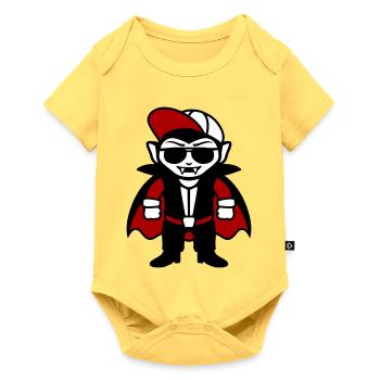 Dessin animé de vampire cool avec lunettes de soleil et casquette - Body à manches courtes Premium Bébé - jaune pastel - Devant
