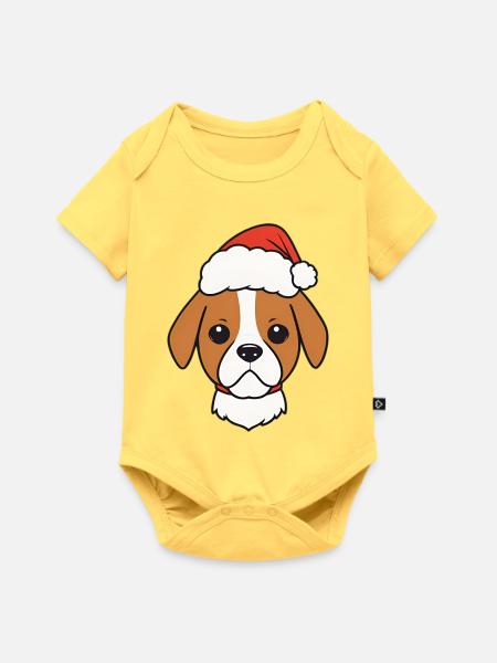 Beagle im Weihnachtslook - Baby Premium Kurzarmbody - Pastellgelb