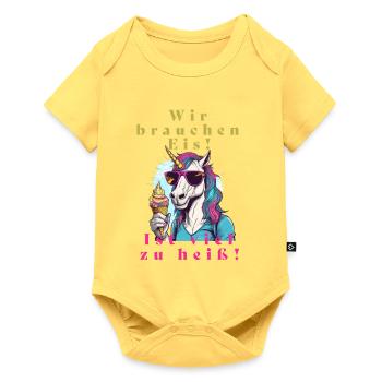 Einhorn Eis vs. Hitze - Baby Premium short-sleeve bodysuit - sky yellow - Front