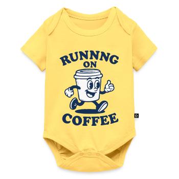 Courir au café - Body à manches courtes Premium Bébé - jaune pastel - Devant