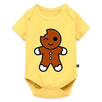 lustiger angebissener lebkuchenmann weihnachten - Baby Premium Kurzarmbody - Pastellgelb - Vorne