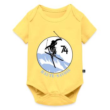 Design Haute-Savoie 74 - Body à manches courtes Premium Bébé - jaune pastel - Devant