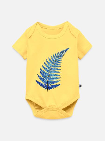 Blauer Farn Traum - Baby Premium Kurzarmbody - Pastellgelb