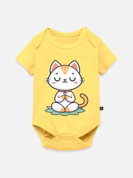 Meditativer Zen-Chat - Baby Premium Kurzarmbody - Pastellgelb