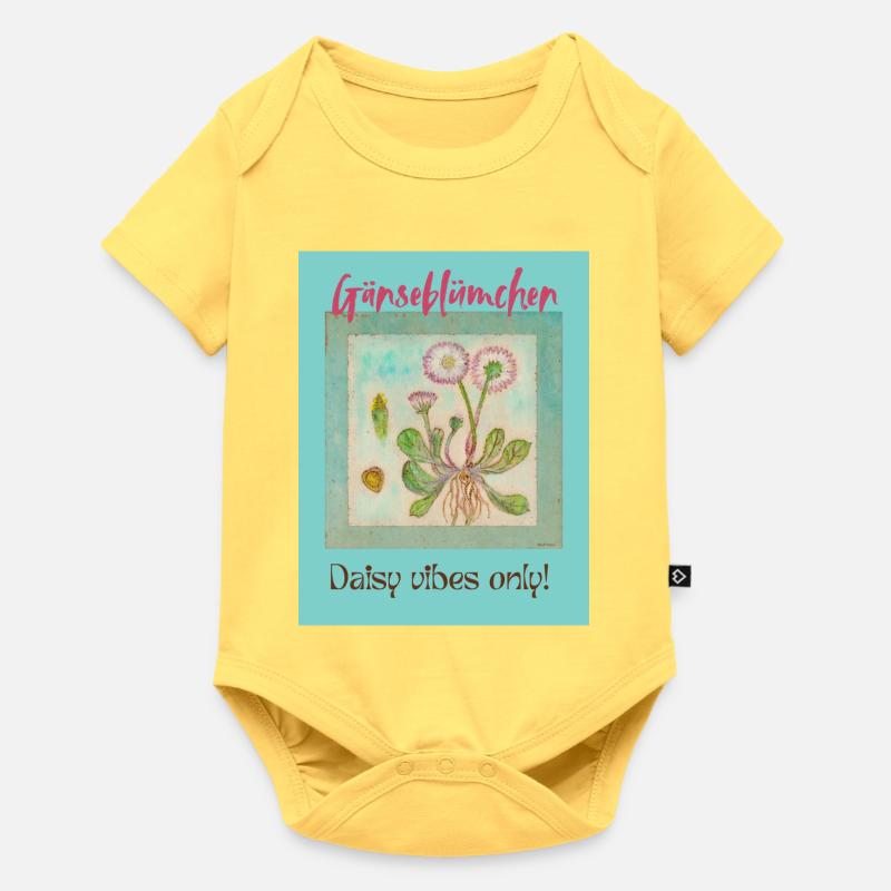 Daisy Vibes - Body à manches courtes Premium Bébé - jaune pastel