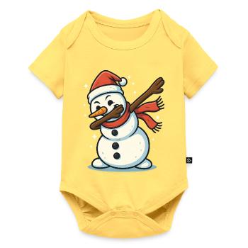 Tamponnement du bonhomme de neige - Body à manches courtes Premium Bébé - jaune pastel - Devant