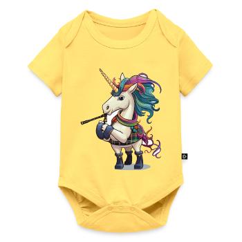 Cornemuses Licorne Colorées - Body à manches courtes Premium Bébé - jaune pastel - Devant