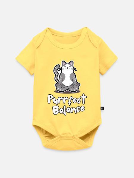 Purrfektes Gleichgewicht - Baby Premium Kurzarmbody - Pastellgelb