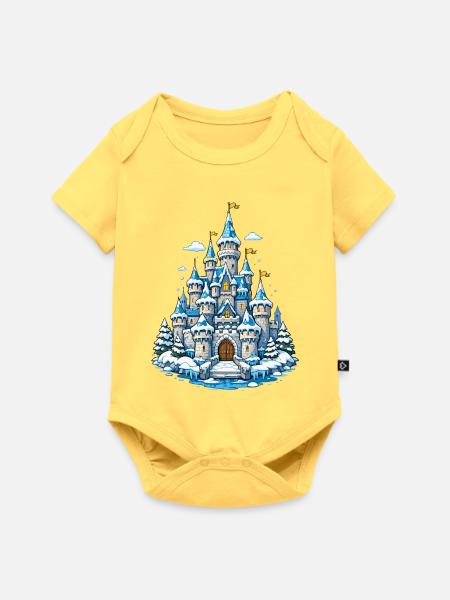 Wintertraum Schloss - Baby Premium Kurzarmbody - Pastellgelb