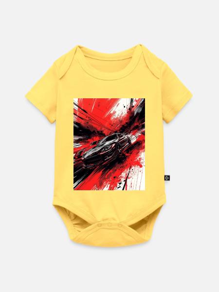 Rasender Rot Schwarz Japan  - Baby Premium Kurzarmbody - Pastellgelb