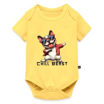 Bulldog Bête Chill - Body à manches courtes Premium Bébé - jaune pastel - Devant