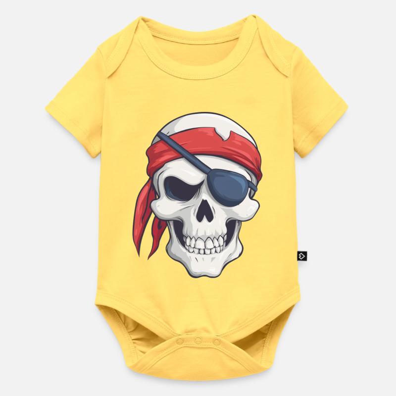 Pirate avec bandana et cache-œil - Body à manches courtes Premium Bébé - jaune pastel