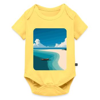 Palmiers de mer de plage - Body à manches courtes Premium Bébé - jaune pastel - Devant