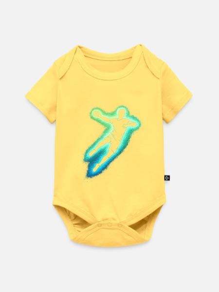 Neon Handball Sprung Silhouette - Baby Premium Kurzarmbody - Pastellgelb
