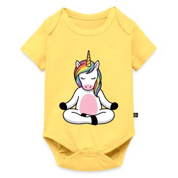 Zen Unicorn Rainbow Meditate - Baby Premium short-sleeve bodysuit - sky yellow - Front