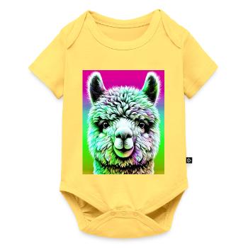 Alpaka - Baby Premium Kurzarmbody - Pastellgelb - Vorne