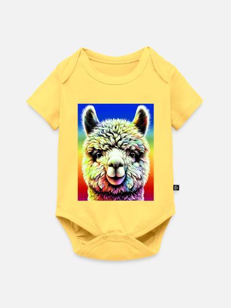 Alpaka - Baby Premium Kurzarmbody - Pastellgelb