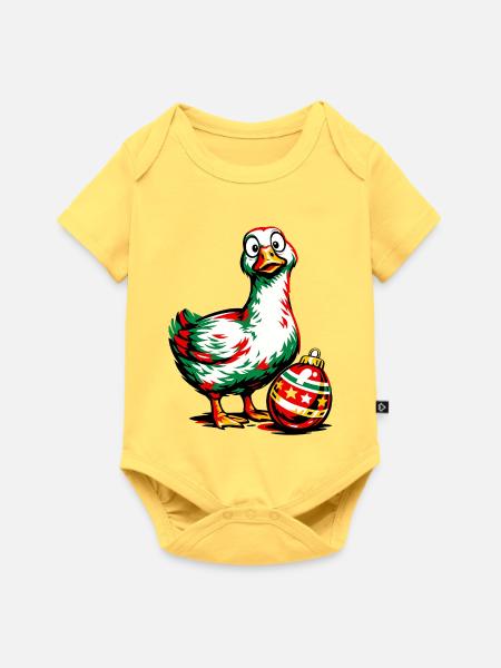 Gans mit Weihnachtskugel - Ei . 1 - Baby Premium Kurzarmbody - Pastellgelb