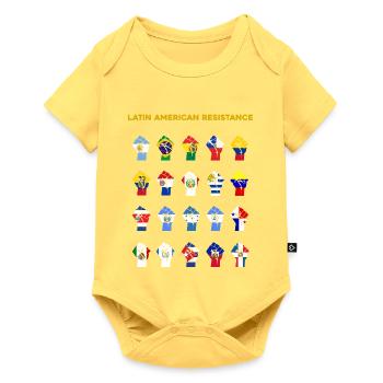 Montage lateinamerikanische Widerstandsflaggen - Baby Premium Kurzarmbody - Pastellgelb - Vorne
