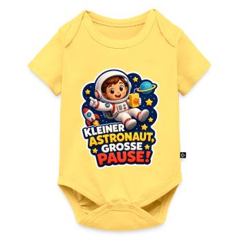 Kleiner Astronaut Macht Pause Weltraum Kinder - Baby Premium Kurzarmbody - Pastellgelb - Vorne