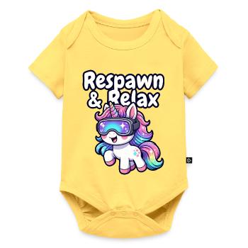 Unicorn VR Chill: Respawn & Relax - Baby Premium short-sleeve bodysuit - sky yellow - Front